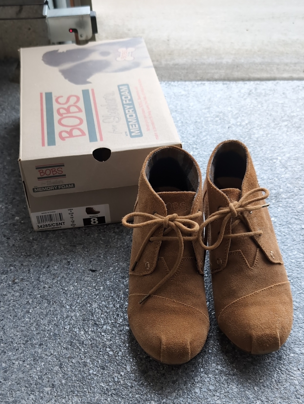 BOBS from Skechers Chestnut Lace-Up Suede Booties